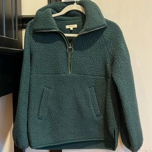 Madewell Womens Sherpa 1/2 Zip Sweatshirt Green size XS
